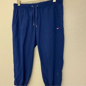 TOMMY HILFIGER sport Blue zip ankle crop lightweight pull on golf casual Pants L